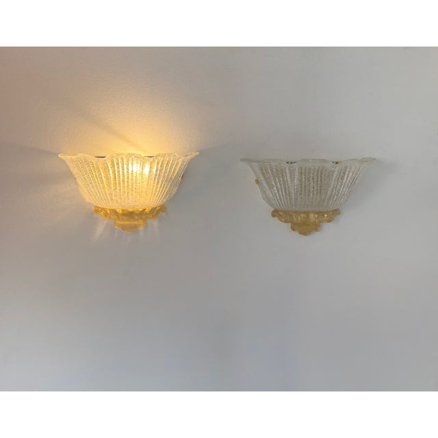 Vintage Pressed Molded Murano Glass Wall Sconces, Italy, 1980, Set of 2 For Sale - Image 9 of 13