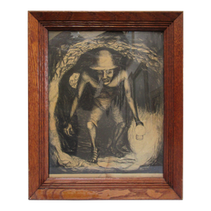 1940s Black and White Lithograph By Francisco Mora, Miner