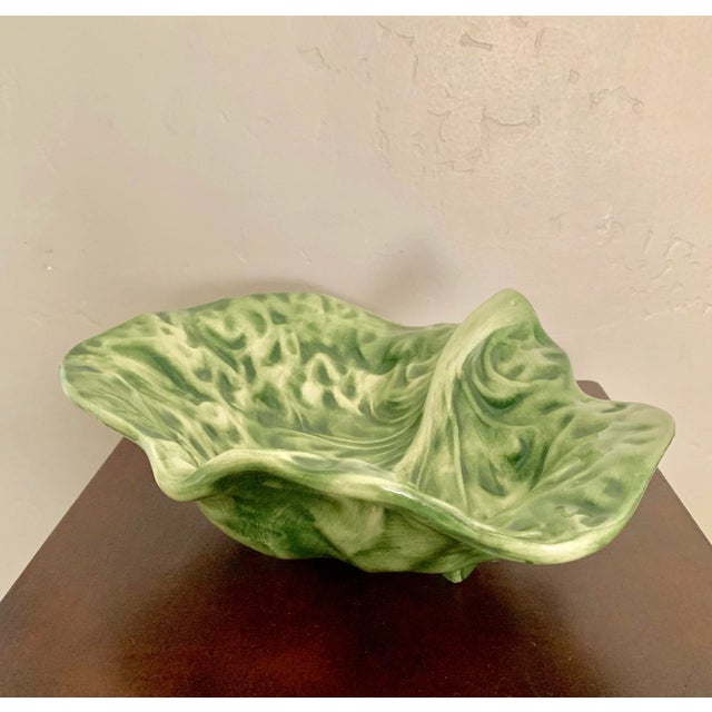 Green Ceramic Cabbage Leaf Bowl, Candy Dish Chairish