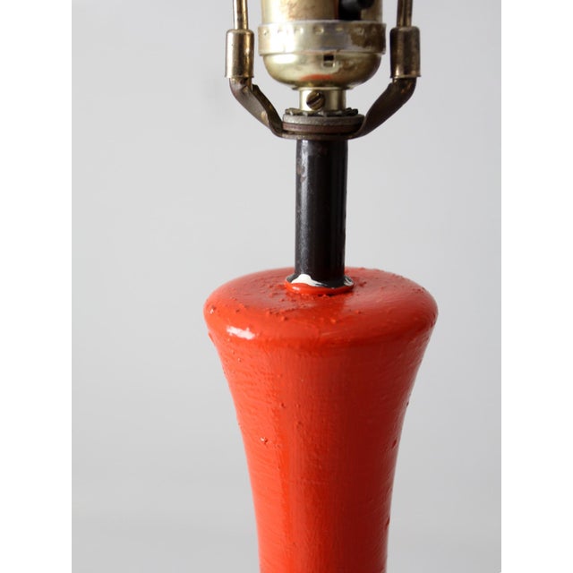 Mid 20th Century Mid-Century Modern Orange Ceramic Table Lamp For Sale - Image 13 of 16