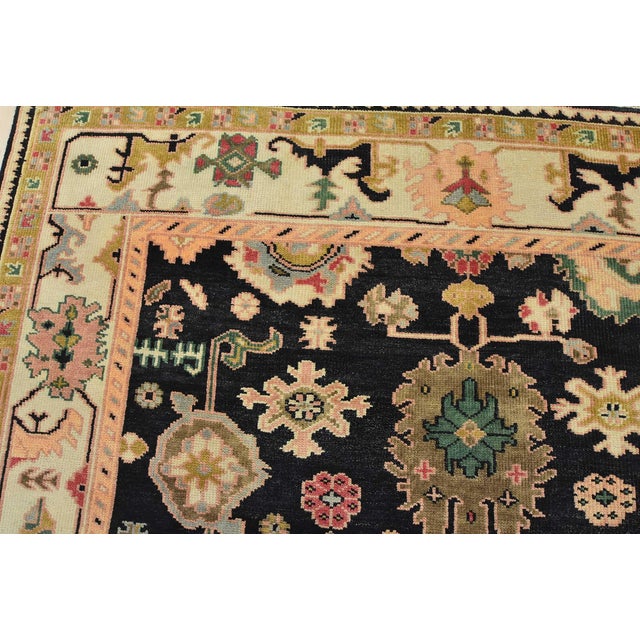 Oushak Rug 8’9” X 11’11” Black Wool Traditional Hand-Knotted Oriental Carpet For Sale In Philadelphia - Image 6 of 12