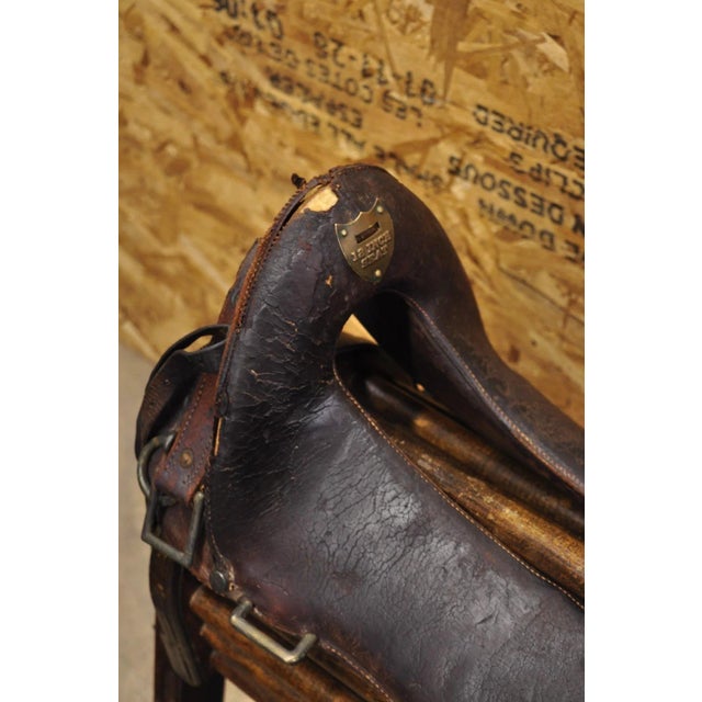Late 19th Century Antique McClellan Brown Leather 12 Inch Wwi Calvary Horse Saddle, Circa 1900 For Sale - Image 5 of 18