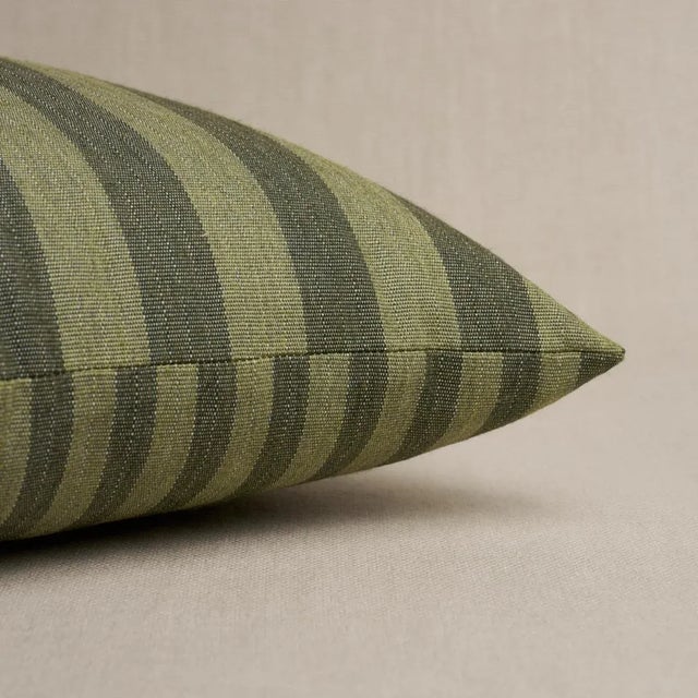 2020s Schumacher Hanson I/O Stripe 18" Pillow In Green For Sale - Image 5 of 5