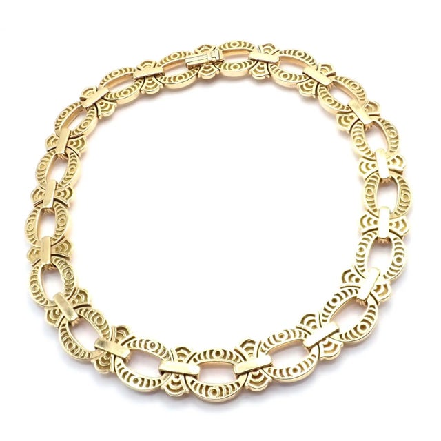 18k Yellow Gold Vintage Diamond Link Necklace by Bulgari. Details: Metal: 18k Yellow Gold Length: 15.5" Weight: 137.8...