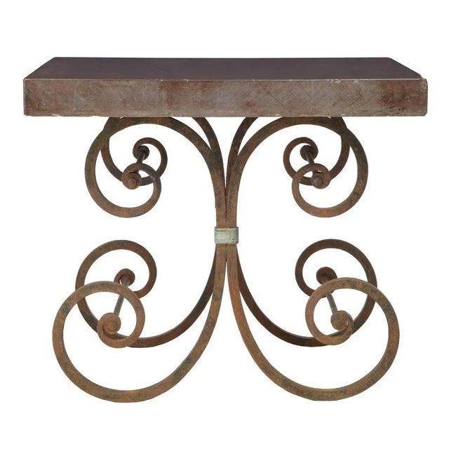 Stone French Iron Baker Table with Marble Top, 1920s For Sale - Image 7 of 7