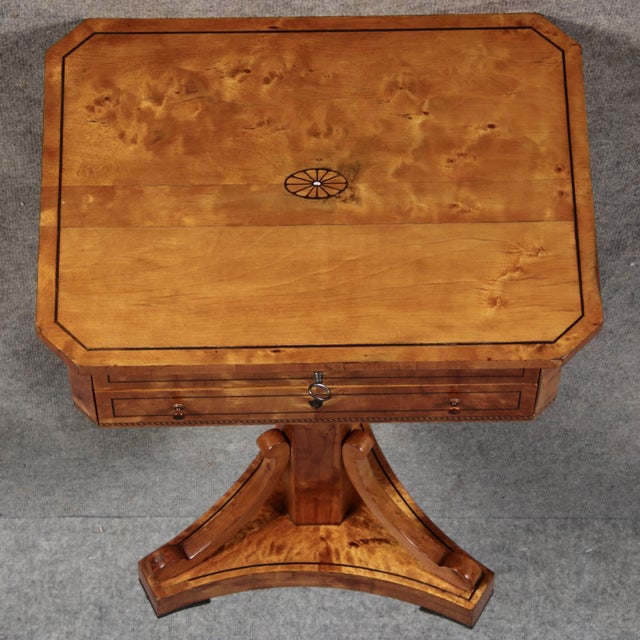 Antique Biedermeier Sewing Table in Birch, 1830 For Sale - Image 9 of 18