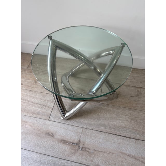 Modern 1980s Chrome and Glass Drinks Table For Sale - Image 3 of 10