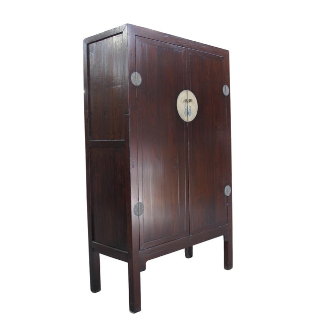 Chinese Large 87" Tall Antique Chinese Cabinet W 2 Shelves For Sale - Image 3 of 10