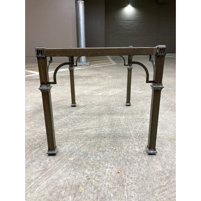 Mid 20th Century Mastercraft Aged Brass & Glass End Table With Fretwork For Sale - Image 5 of 13