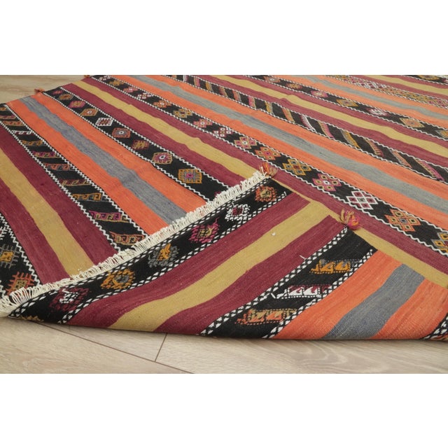 1960s Turkish Red Hand Knotted Kilim Square Rug For Sale - Image 9 of 13