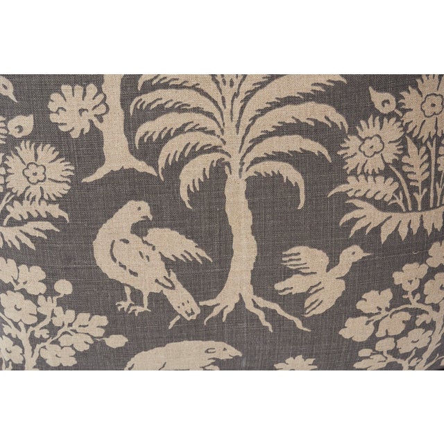 2010s Schumacher Woodland Silhouette Print Double-Sided Linen Pillow in Steel For Sale - Image 5 of 7