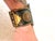 Vintage Solid Copper & Silver Cuff Bracelet Featuring a Raised Mayan or Aztec-Style Figure For Sale - Image 4 of 7
