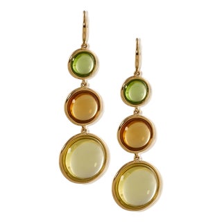 Lemon Quartz, Citrine & Peridot Disc Earrings, A Pair For Sale