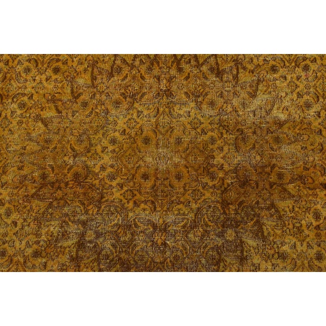 Mood Rug 7’8” X 10’4” Gold Wool Vintage Overdyed Hand-Knotted Carpet For Sale In Philadelphia - Image 6 of 14