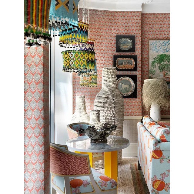 Superb skirt or apron hand beaded with amazing multi colors depicting lines of diamond shapes 17.5" w by 1/2 d by 7.5" h...