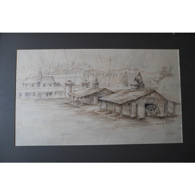 Illustration Bess Haddon Canright, Gilmore Racetrack c.1910, Pen and Ink For Sale - Image 3 of 7