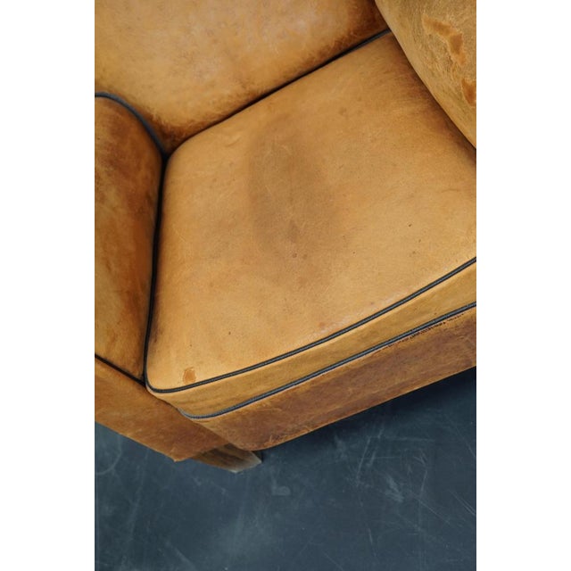 Vintage French Cognac-Colored Leather Club Chair, 1940s For Sale - Image 6 of 16