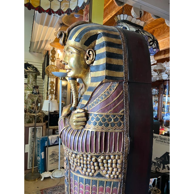 Vintage Life Size Sarcophagus Cabinet 76” Egyptian Pharaoh King Tut For Sale In West Palm - Image 6 of 11