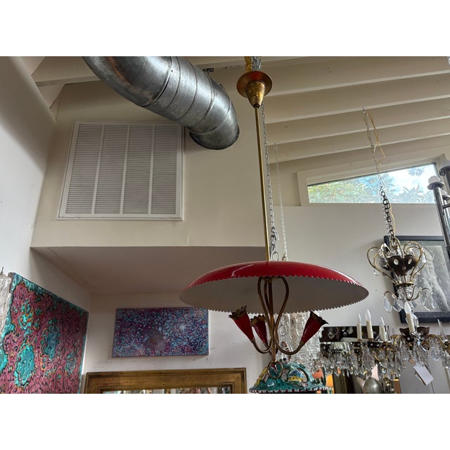 Mid-Century Modern Italian Modern Enamel and Brass Pendant For Sale - Image 3 of 14