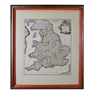 Large 17th Century Hand Colored Map of England and the British Isles by de Wit For Sale
