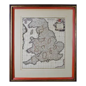 Large 17th Century Hand Colored Map of England and the British Isles by de Wit