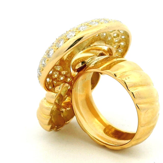 1970s Italian 18k Gold Diamond Swirl Cocktail Ring, 2.75 Carats, Size 7.5 For Sale - Image 12 of 16