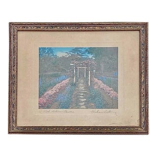 1920s Wallace Nutting’s Hand-Tinted Photograph “A Path Between Flowers” For Sale
