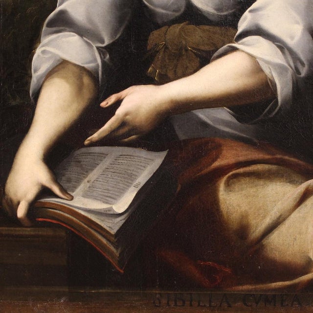 Italian Artist, The Delphic Sibyl and the Cumaean Sibyl, 1670, Oil on Canvases, Framed, Set of 2 For Sale - Image 10 of 16