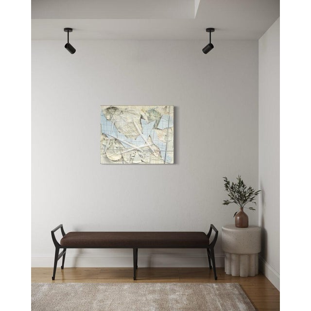 Contemporary Terese Garcia "Whirl in Four" Oil and Mixed Media on Wood, Abstract Relief in Ice Blue and Cream, Carmel California Art, Original 20 X 16 Inches, 2018 For Sale - Image 3 of 5