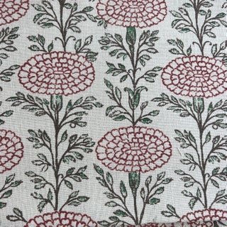 Lisa Fine Samode Flower Linen Fabric in Poppy- 2 Yards For Sale