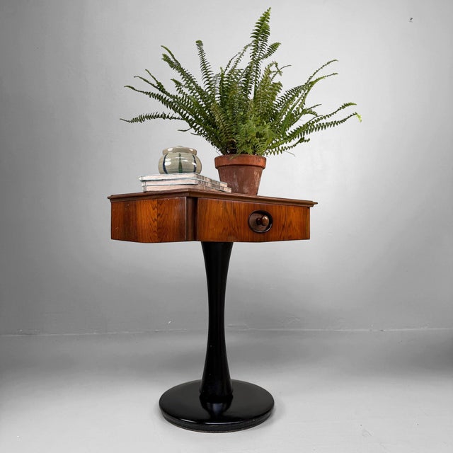 Black Mid-Century Side Table with Drawer, Italy, 1960s For Sale - Image 8 of 14