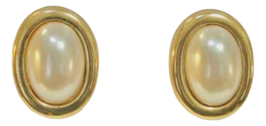 Givenchy Classic 1980s Glass Peal Gold-Plated Earrings, 2 Pieces