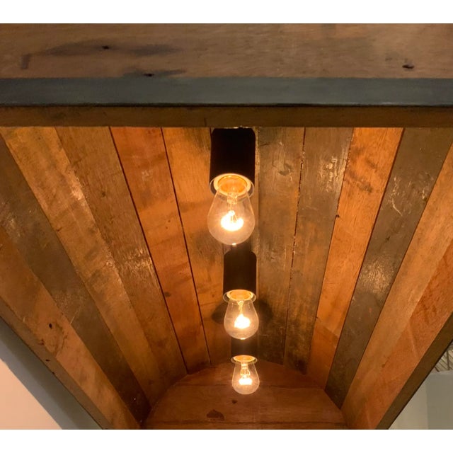 2020s Organic Modern Reclaimed Barrel Wood Chandelier For Sale - Image 5 of 7