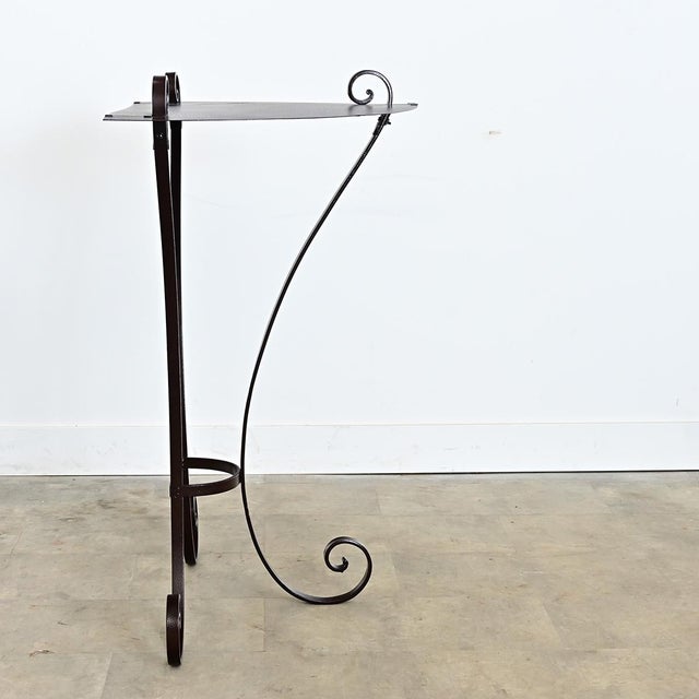Metal Early 20th Century French Wrought Iron Demilune Console in New Powder-coat For Sale - Image 7 of 11