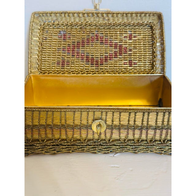 Vintage Woven Brass Box For Sale - Image 4 of 11