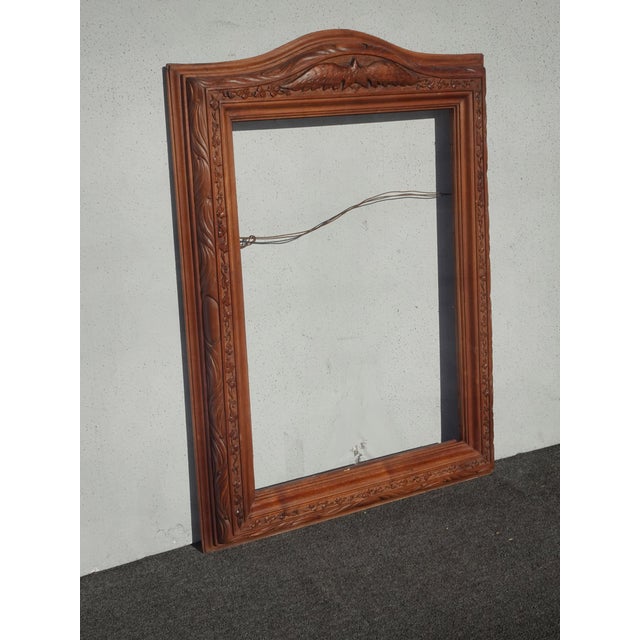 Vintage Solid Wood Brown Federal Style Picture Frame W an Eagle Motif For Sale - Image 4 of 14