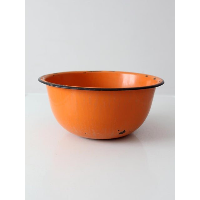 Mid 20th Century Orange Enamelware Bowl For Sale - Image 10 of 13