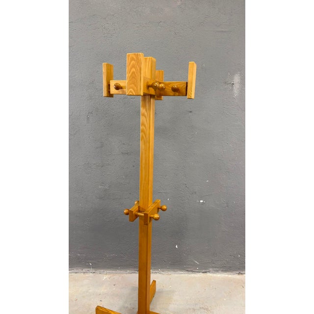 Mid-Century Freestanding Pine Coat Rack in Wood, Europe, 1970s For Sale - Image 12 of 13