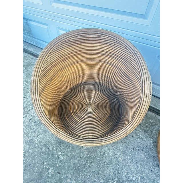 Wood Vintage Gabriella Crespi Style Pod Chairs and Table-Set of 3 For Sale - Image 7 of 12