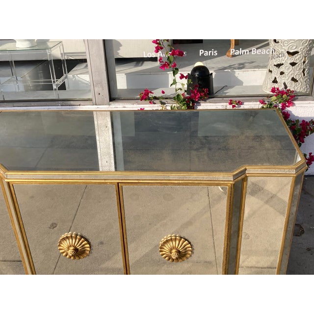 Silver Michael Taylor Hollywood Regency Regina Antique Mirror and Gilt Sideboard For Sale - Image 8 of 13
