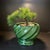 Bottle Green Mid 20th Century Bottle Green Ceramic Swirl Planter For Sale - Image 8 of 9