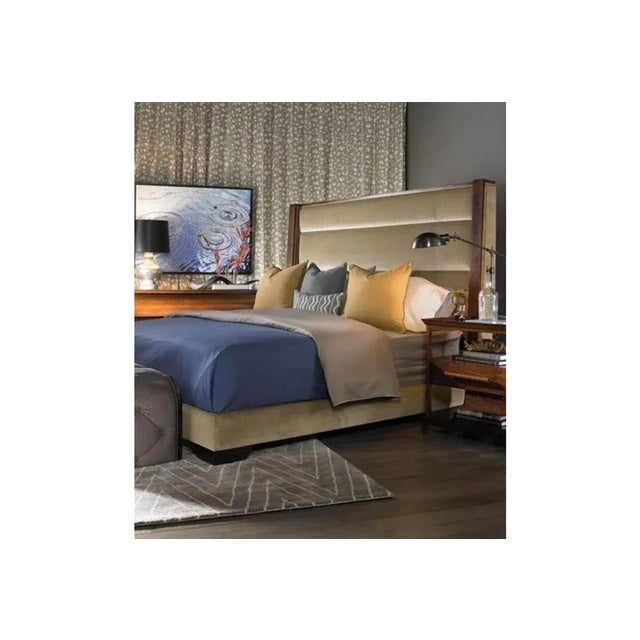 Thom Filicia, Modern King Size Bed Frame, Low Profile, Upholstery, Walnut Made to order available now, King size bedframe...