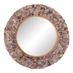 Large Mica and Gilt Resin Convex Wall Mirror in the Manner of Line Vautrin. Contemporary.
