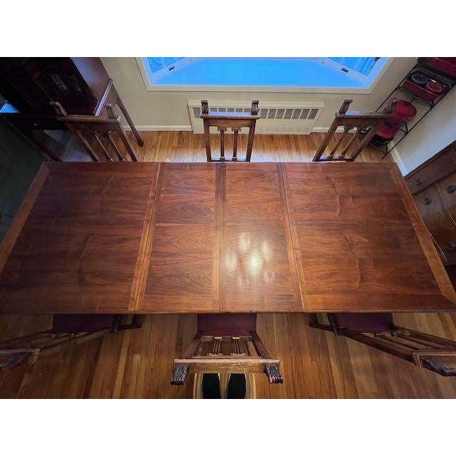 Wood ** Last Days Available / Lowest Price ** 1990s Walnut Extendable Trestle Dining Table From the Hearst Castle Collection by Lane For Sale - Image 7 of 10