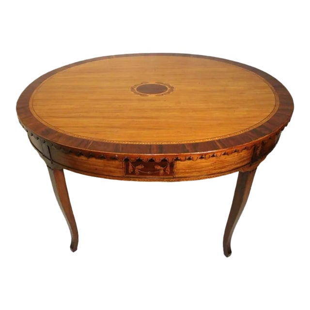 Inlaid Satinwood & Rosewood Continental Style Oval Center Table For Sale