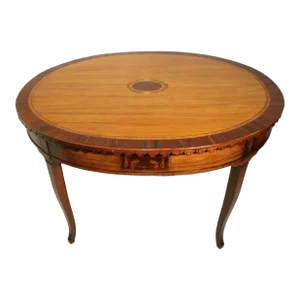Inlaid Satinwood & Rosewood Continental Style Oval Center Table