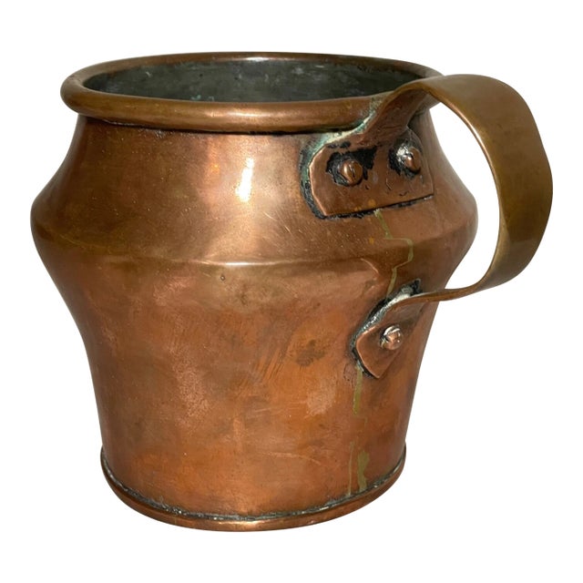 Antique 19th Century Handmade Dovetailed Thick Copper Measure Bean Pot Jug For Sale