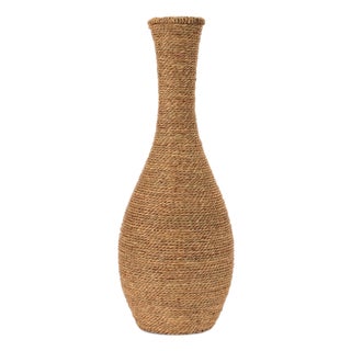 Woven Seagrass Floor Vase 27"H For Sale