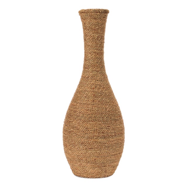 Woven Seagrass Floor Vase 27"H For Sale