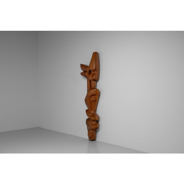 Abstract Modern Totem Wall Sculpture in Teak, 1960 For Sale - Image 6 of 15